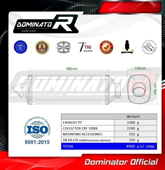 CRF 1000 L AFRICA TWIN (2015 - 2017) full exhaust system silencer p7 | Dominator