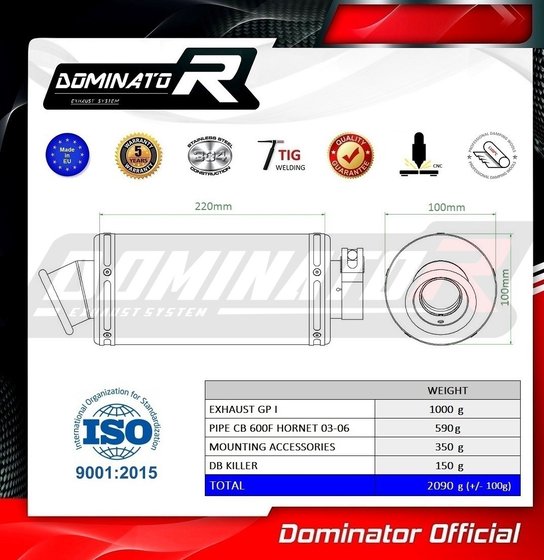 CB 600 F HORNET (2003 - 2006) homologated exhaust silencer gp1 | Dominator