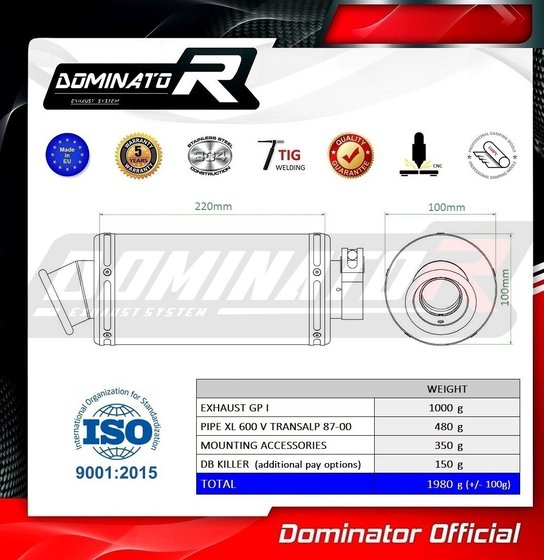 XL 600 V TRANSALP (1987 - 2000) exhaust silencer gp1 | Dominator