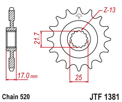 CB 500 X (2013 - 2022) front sprocket 15t 520 pitch jtf138115 | JT Sprockets