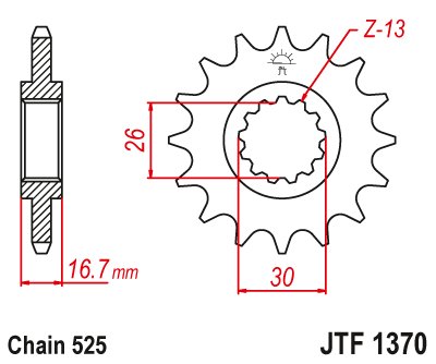 CBR 1000 RR (2017 - 2019) front sprocket 16tooth pitch 525 jtf137016 | JT Sprockets