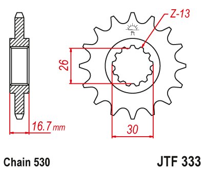 CBF 1000 (2006 - 2016) front sprocket 16tooth pitch 530 jtf33316 | JT Sprockets