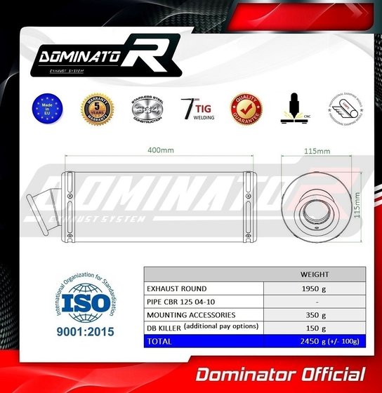 CBR 125 R (2004 - 2010) exhaust silencer round | Dominator