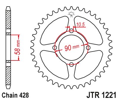 CBR 125 R (2011 - 2017) chain wheel 45t pitch 428 | JT Sprockets