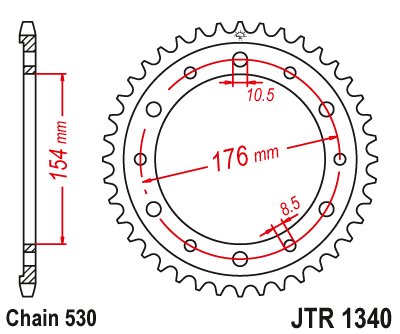 VFR 800 F (1998 - 2013) rear sprocket 43 tooth pitch 530 jtr134043 | JT Sprockets