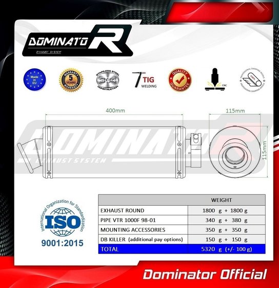 VTR 1000 F SUPERHAWK (1998 - 2001) exhaust silencer round | Dominator