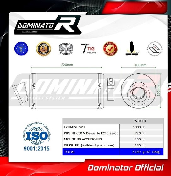 NT 650 V DEAUVILLE (1998 - 2005) exhaust silencer gp1 | Dominator