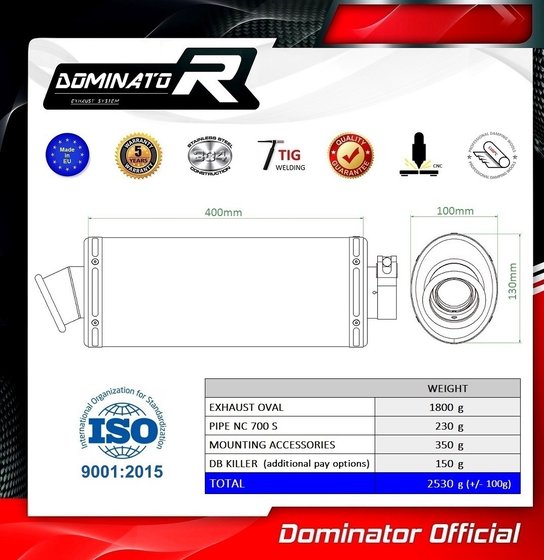 NC 750 S (2012 - 2020) exhaust silencer oval | Dominator