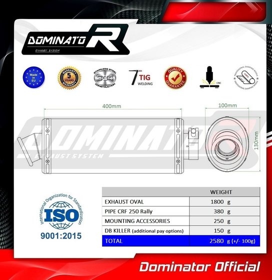 CRF 250 L RALLY (2017 - 2019) exhaust silencer oval | Dominator