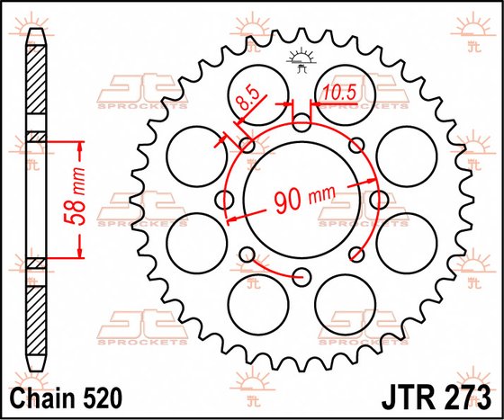 XL 125 V VARADERO (2001 - 2013) rear sprocket 44 tooth pitch 520 jtr27344 | JT Sprockets