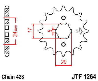 CB 125 R NEO (2018 - 2021) front sprocket 16tooth pitch 428 jtf126416 | JT Sprockets