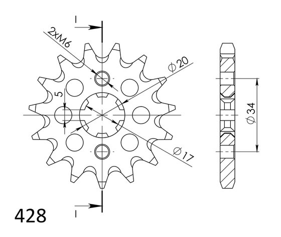 XR 125 (2003 - 2008) supersprox front sprocket 1264.17 | Supersprox