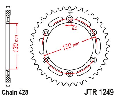 XLR 125 (1998 - 2002) rear sprocket 51 tooth pitch 428 jtr124951 | JT Sprockets