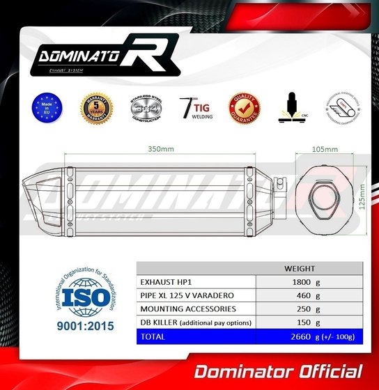 XL 125 V VARADERO (2001 - 2006) exhaust silencer hp1 | Dominator