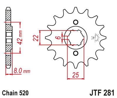 XR 250 (1982 - 1983) front sprocket 15tooth pitch 520 jtf28115 | JT Sprockets