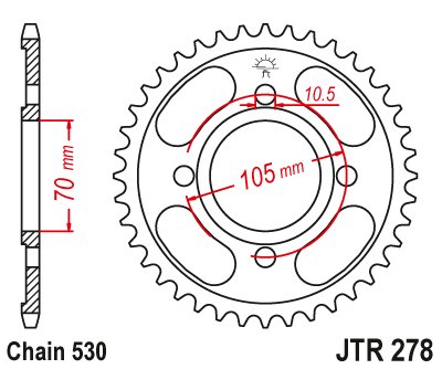 CB 250 (1973 - 1977) steel rear sprocket | JT Sprockets