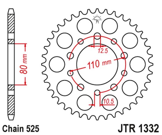 NT 650 GT HAWK (1988 - 1991) rear replacement sprocket - 45 teeth 525 pitch black | JT Sprockets