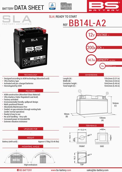 VF 750 S (1982 - 1983) 12v sla battery | BS BATTERY