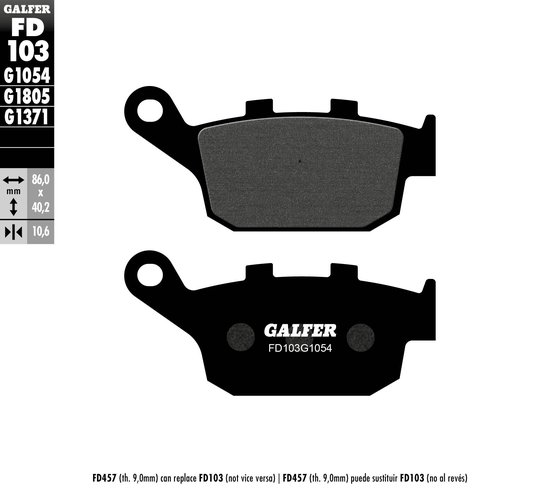 VTR 250 (2009 - 2009) semi-metal brake pads for rear of hon/kaw/tri/yam | GALFER