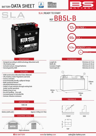 C 70 (1977 - 1993) bb5l-b sla battery | BS BATTERY