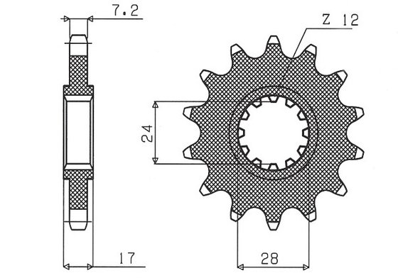 CBF 600 S (2004 - 2007) 15t 525 pitch black steel front replacement sprocket | SUNSTAR SPROCKETS