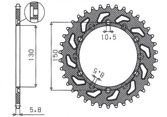 SLR 650 (1997 - 1998) rear steel sprocket - 47 teeth, 520 pitch | SUNSTAR SPROCKETS