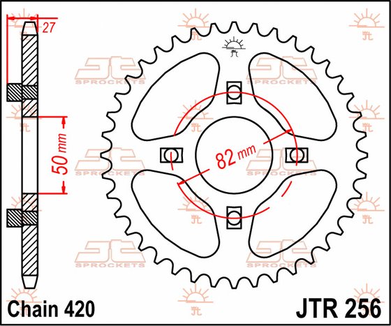 CY 50 (1977 - 1984) plieninė galinė žvaigždutė | JT Sprockets