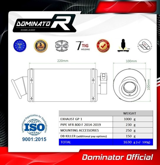 VFR 800 F (2014 - 2019) exhaust silencer gp1 | Dominator