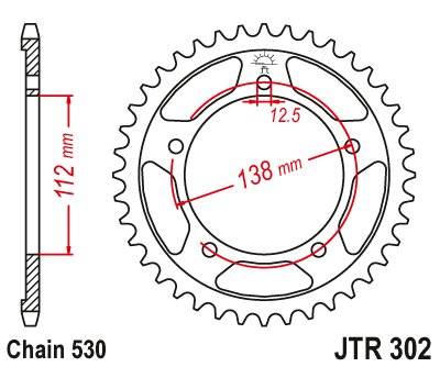 CB 1100 (2013 - 2015) galinė žvaigždutė 42 dantukų žingsnis 530 jtr30242 | JT Sprockets