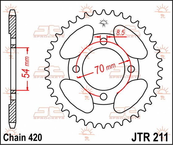 GLX 50 (1984 - 2003) plieninė galinė žvaigždutė | JT Sprockets