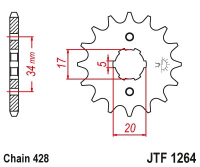 CBR 125 R (2004 - 2017) priekinė žvaigždutė 16 dantukų žingsnis 428 jtf126416 | JT Sprockets