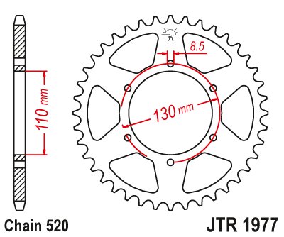 CR 250 R (1973 - 1974) plieninė galinė žvaigždutė | JT Sprockets