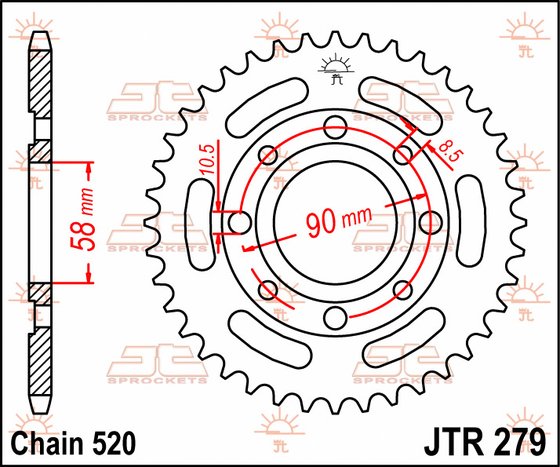 CMX 250 REBEL (1987 - 2022) galinė žvaigždutė 33t žingsnis 520 juoda | JT Sprockets