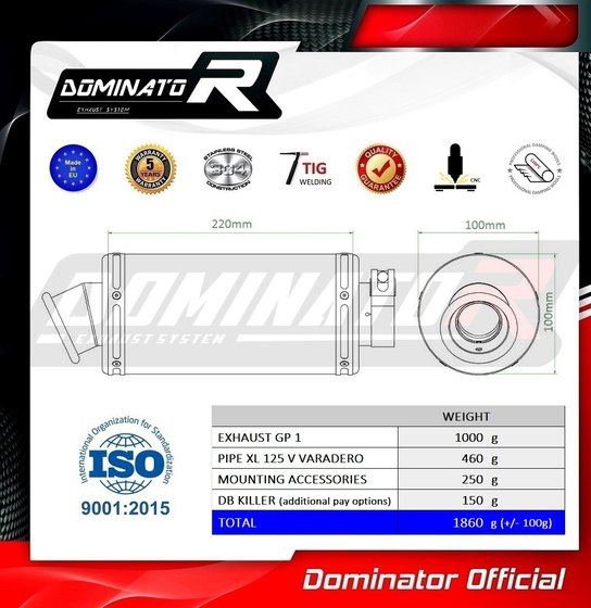 XL 125 V VARADERO (2007 - 2012) exhaust silencer gp1 | Dominator