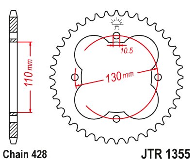 TRX 90 FOURTRAX (1993 - 2019) plieninė galinė žvaigždutė | JT Sprockets