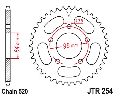 CBF 250 (2004 - 2006) galinė žvaigždutė 37 danties žingsnis 520 jtr25437 | JT Sprockets