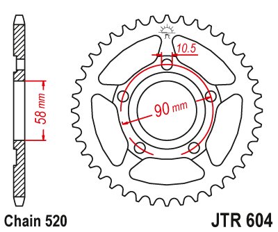 NSR 125 R (1989 - 2002) galinė žvaigždutė 38 danties žingsnis 520 jtr60438 | JT Sprockets