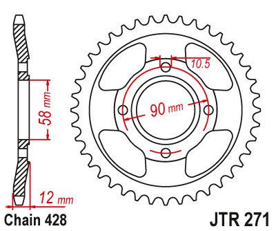 NX 125 (1989 - 1998) galinė žvaigždutė 50 dantukų žingsnis 428 jtr27150 | JT Sprockets