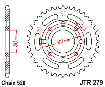 CB 200 (1974 - 1979) galinė žvaigždutė 33t žingsnis 520 juoda | JT Sprockets