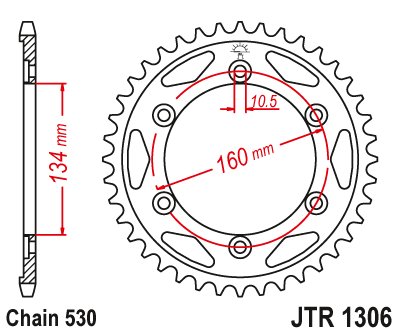 CBR 1000 RR SP (2014 - 2016) galinė žvaigždutė 43 danties žingsnis 530 jtr130643 | JT Sprockets