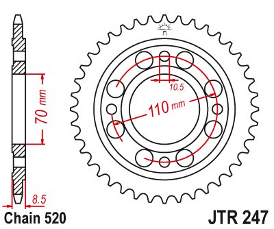 CM 400 T (1981 - 1983) plieninė galinė žvaigždutė | JT Sprockets