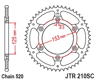 CR 125 R (1983 - 2007) galinė žvaigždutė 49 danties žingsnis 520 jtr21049 | JT Sprockets