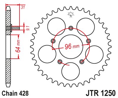 NX 125 (1988 - 1990) plieninė galinė žvaigždutė | JT Sprockets