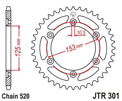 CRF 250 L (2013 - 2021) galinė žvaigždutė 40 dantukų 520 žingsnių si | JT Sprockets