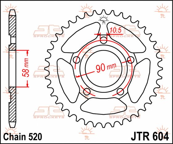 NSR 125 R (1989 - 2002) galinė žvaigždutė 38 danties žingsnis 520 jtr60438 | JT Sprockets