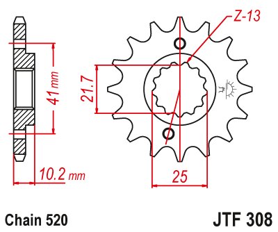 FMX 650 (2005 - 2008) plieninė priekinė žvaigždutė | JT Sprockets