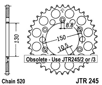 XR 600 R (1985 - 1987) plieninė galinė žvaigždutė | JT Sprockets