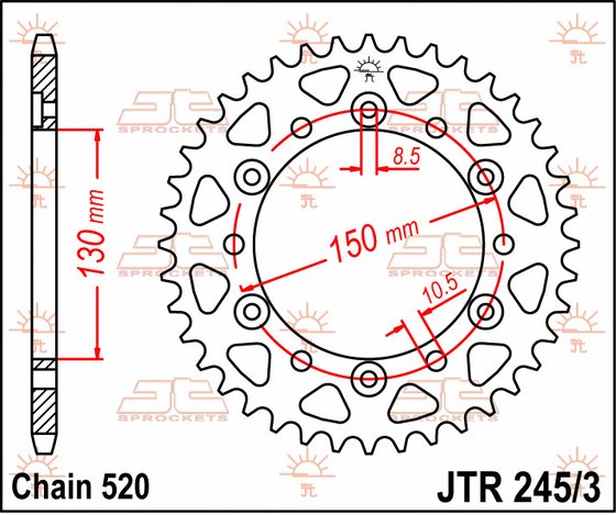 SLR 650 (1997 - 2001) galinė žvaigždutė 45 dantukų žingsnis 520 jtr245345 | JT Sprockets