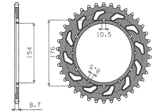 VFR 800 F (2002 - 2014) galinė plieninė žvaigždutė - 43 dantys, 530 žingsnių | SUNSTAR SPROCKETS