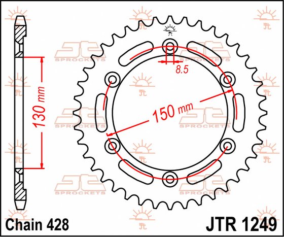 XLR 125 (1998 - 2002) rear sprocket 51 tooth pitch 428 jtr124951 | JT Sprockets